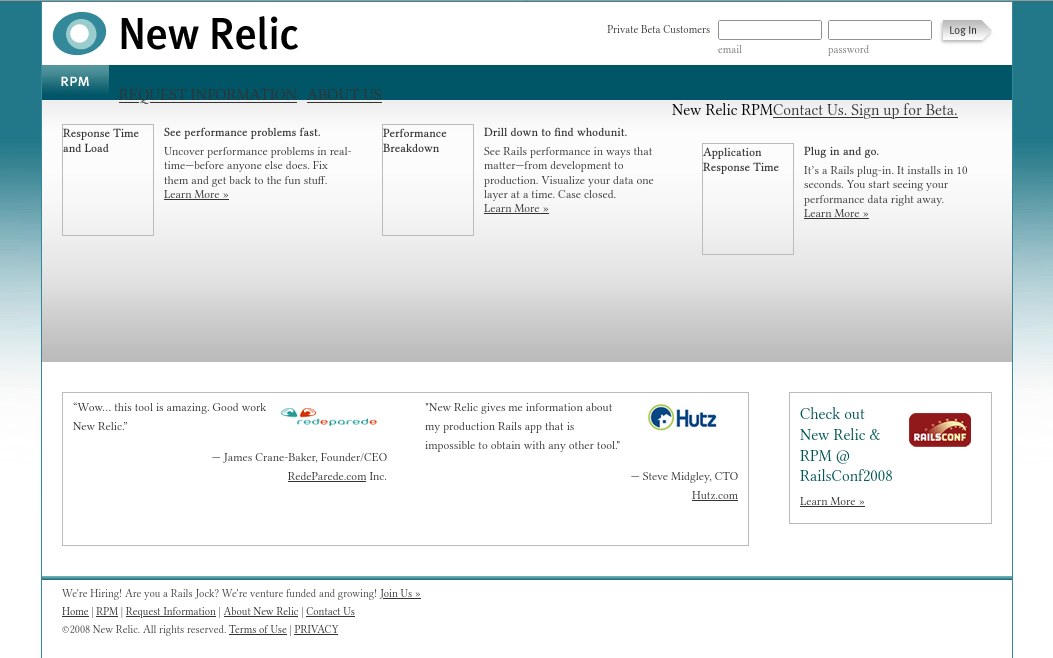 NewRelic.com in 2008